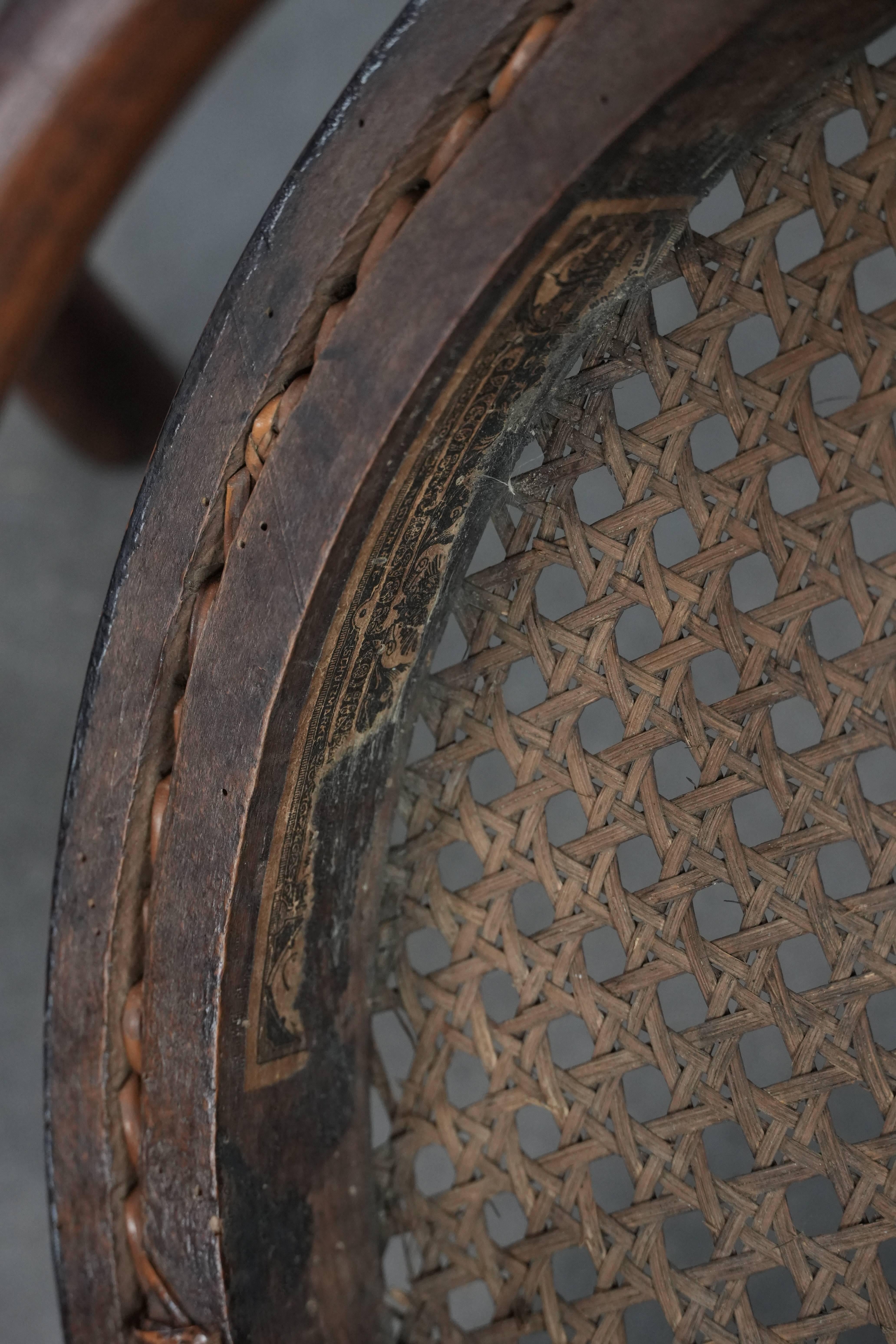 Set of 4 vintage bistro chairs Jacob & Josef Kohn Wien with a wicker seat in vendita 10