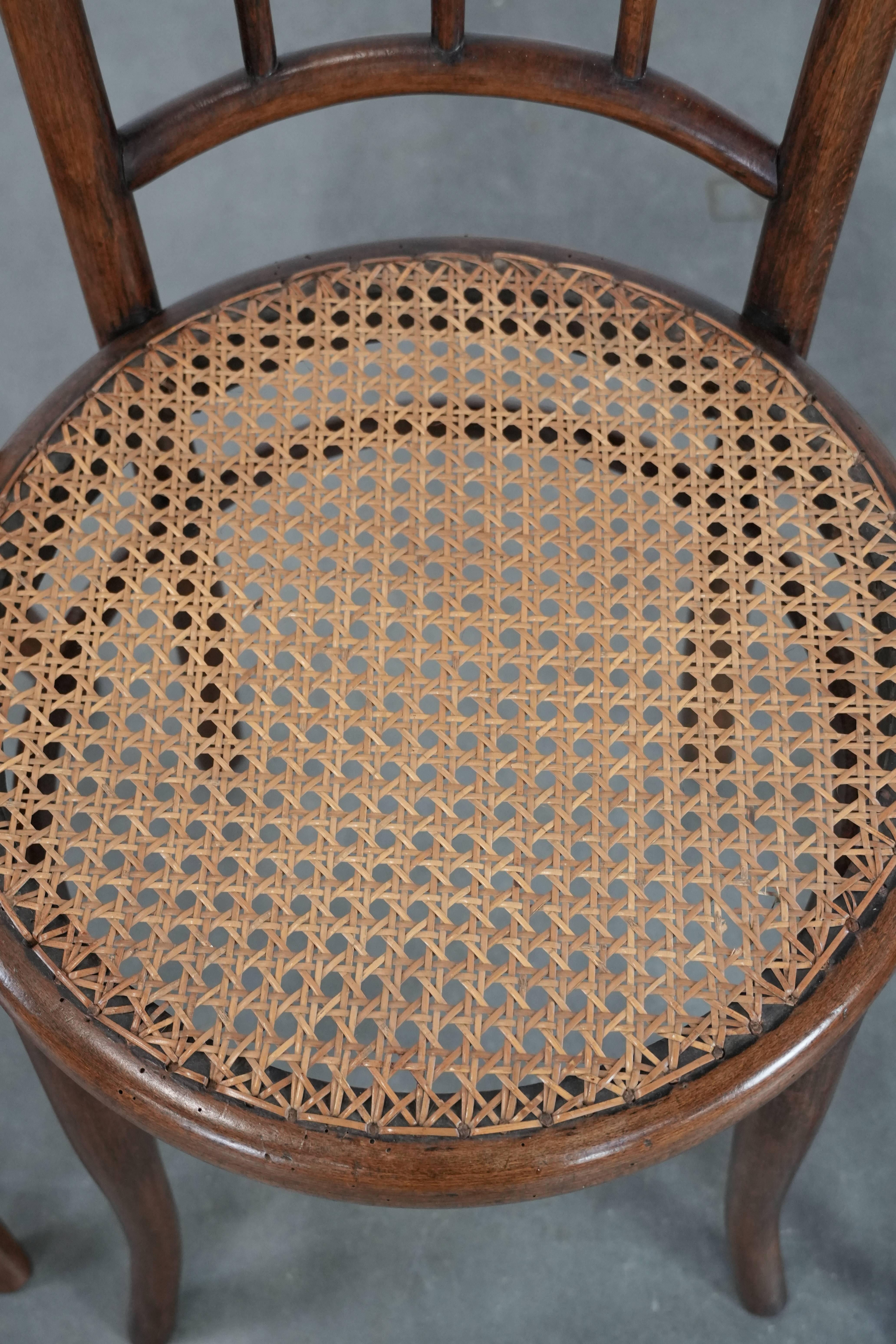 Set of 4 vintage bistro chairs Jacob & Josef Kohn Wien with a wicker seat in vendita 1