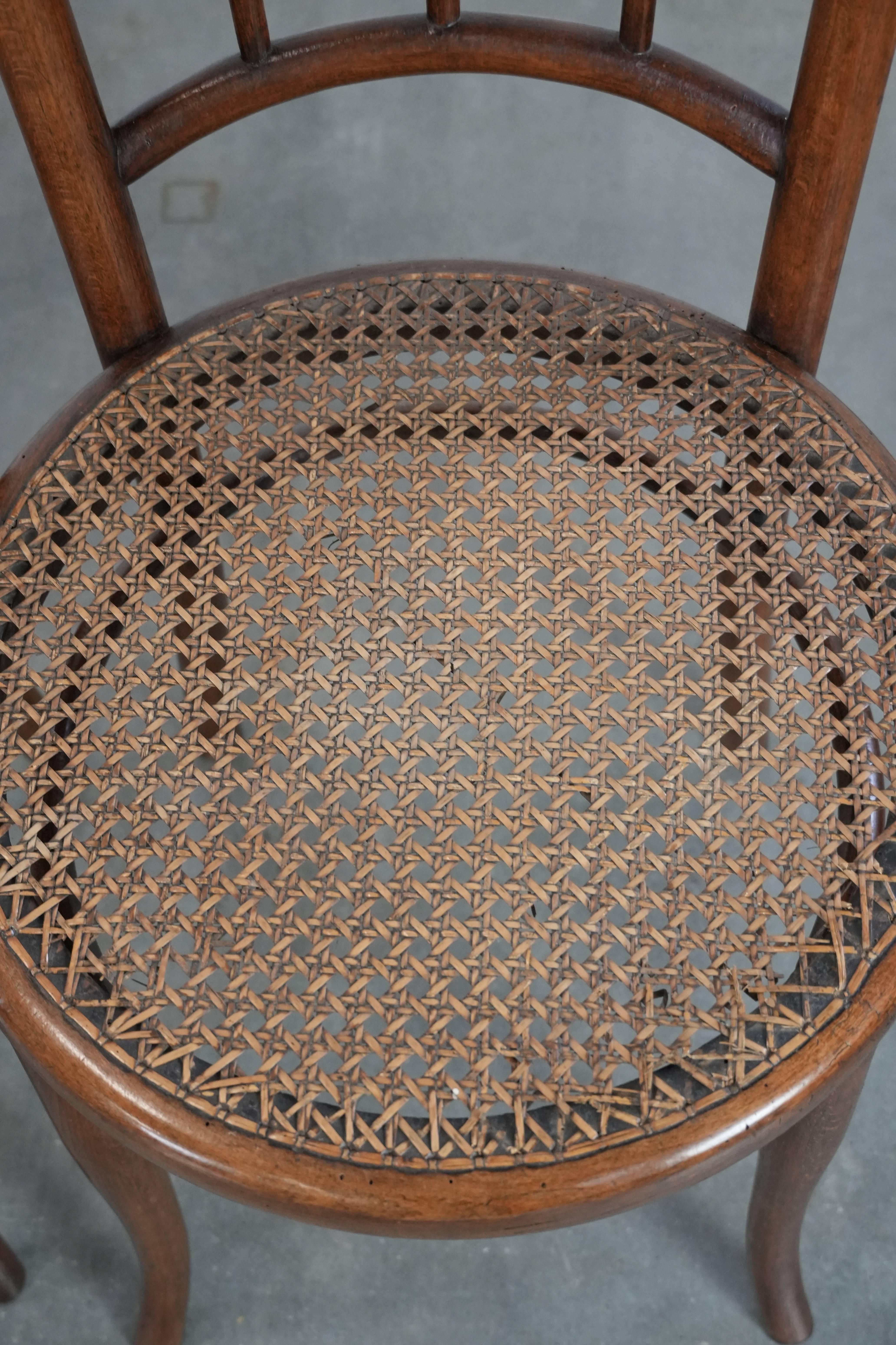 Set of 4 vintage bistro chairs Jacob & Josef Kohn Wien with a wicker seat in vendita 2