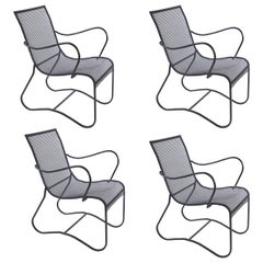 Set of 4 Vintage Black Iron Chairs