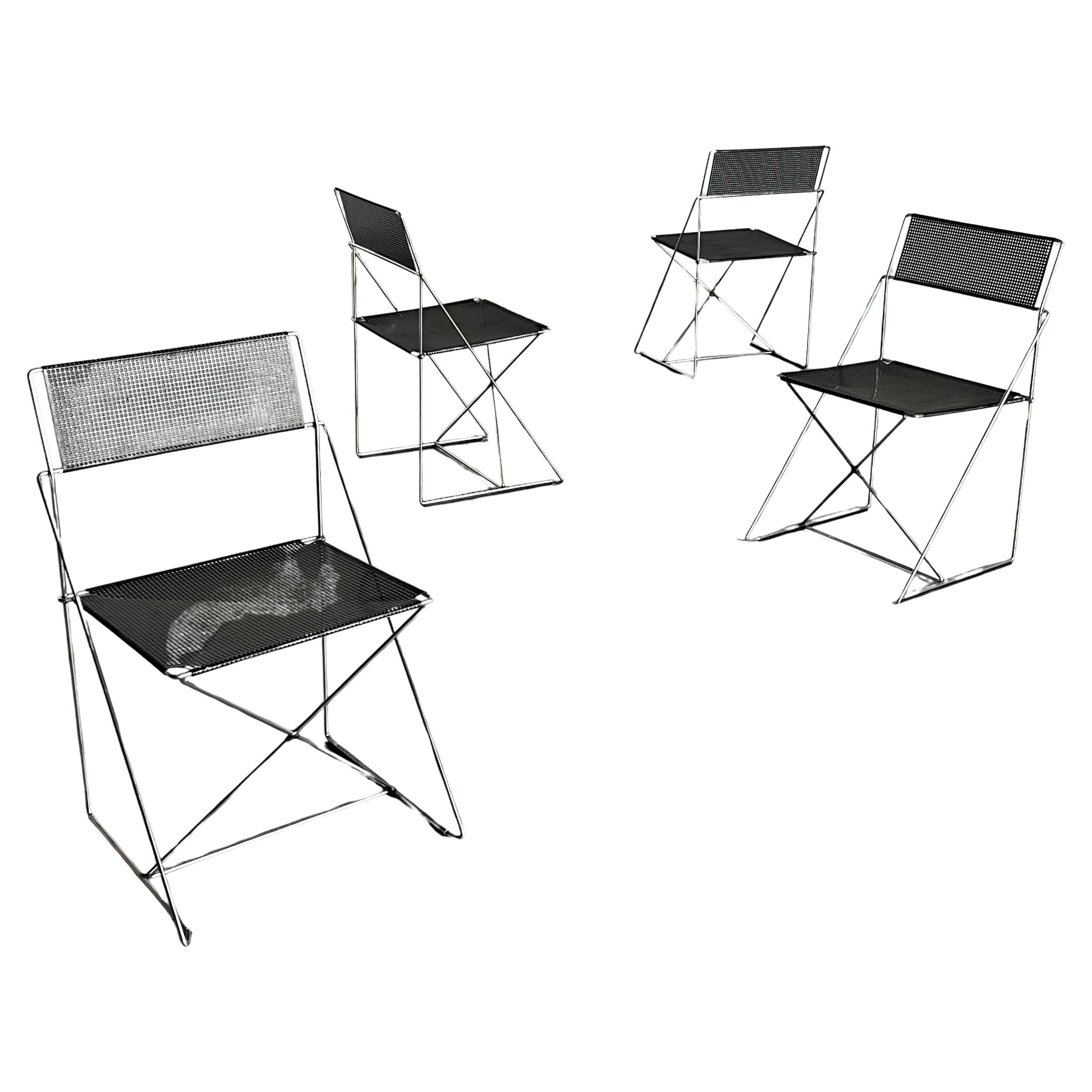 Set of 4 Vintage Black 'X-Line' Chairs by Niels Jørgen Haugesen for Magis, 1980s