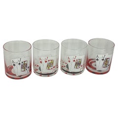 Set of 4 Retro Blackjack Double Rocks Glasses