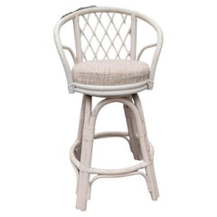 Set von 4 drehbaren gepolsterten Barhockern aus Rattan im Boho-Chic-Stil