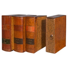 Set Of 4, Vintage Book Boxes, English, Leatherbound, Secret, Keepsake, Folio Set Of 4, Vintage Book Boxes, English, Leatherbound, Secret, Keepsake, Folio