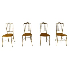 Set of 4  vintage brass Chiavari chairs, 1960s