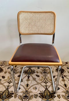 Set of 4 Vintage Breuer Caned and Chrome Cantilever Chairs