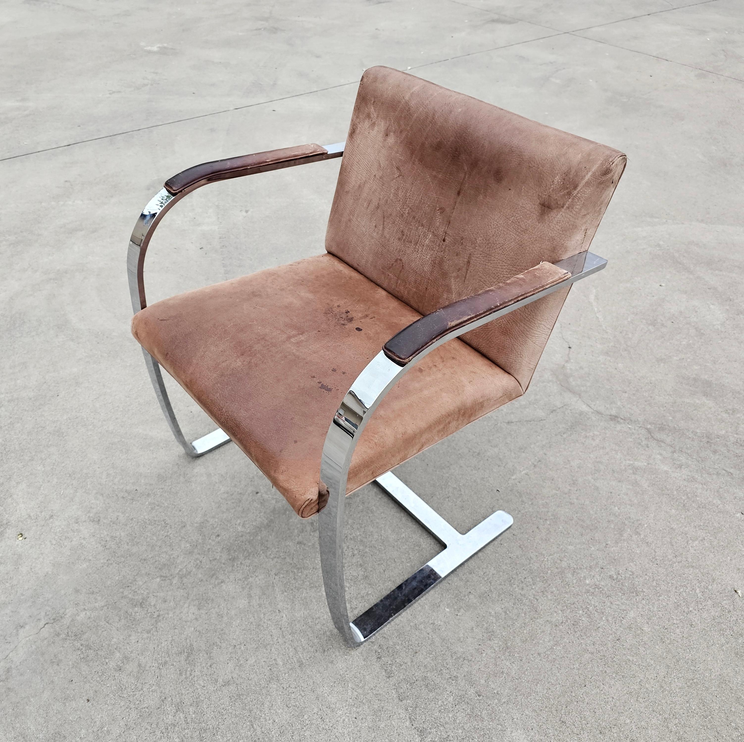 Set of 4 Vintage Brno Chairs Flat Bar 255 by Ludwig Mies van der Rohe For Sale 7