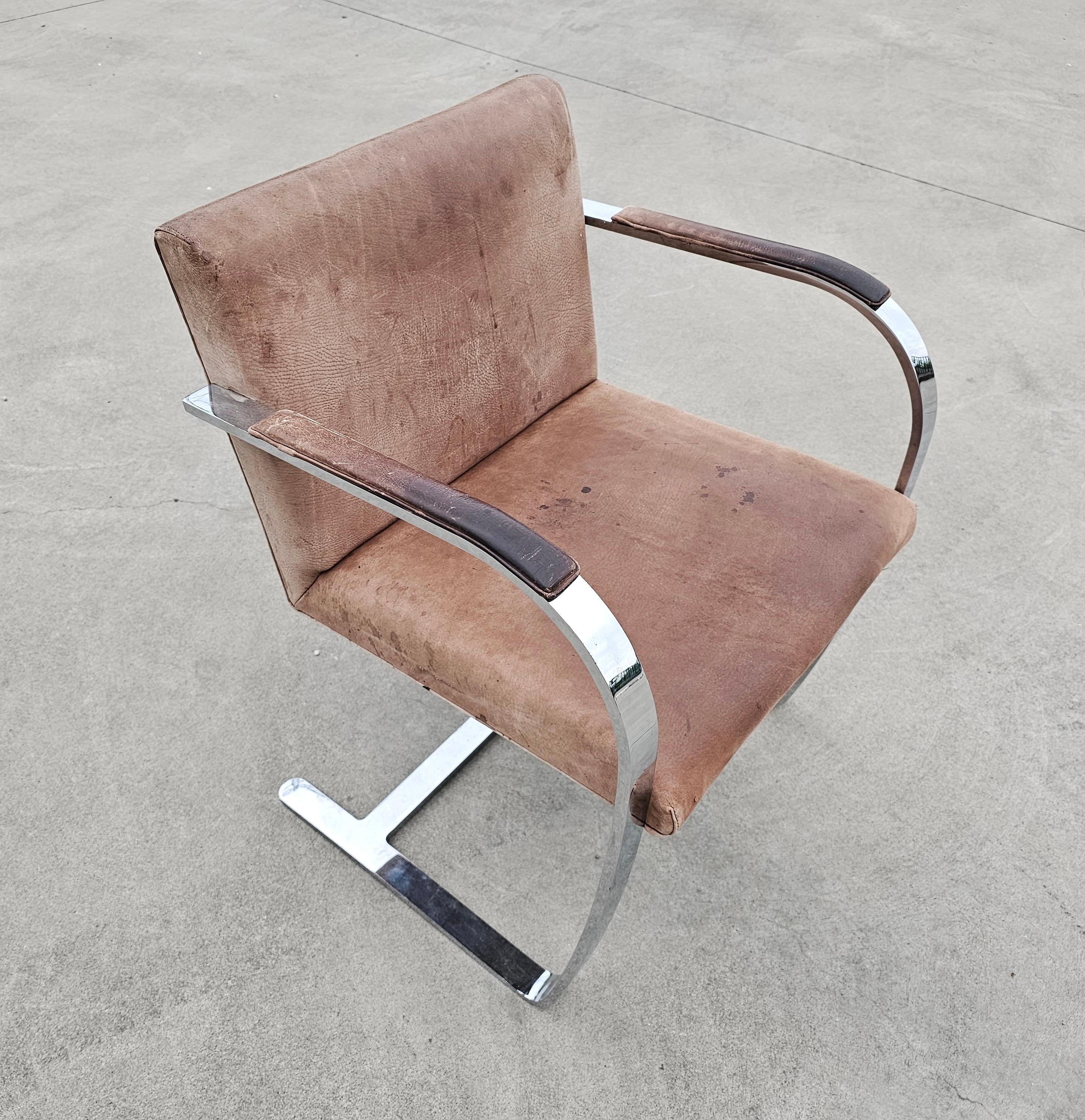 Mid-20th Century Set of 4 Vintage Brno Chairs Flat Bar 255 by Ludwig Mies van der Rohe For Sale