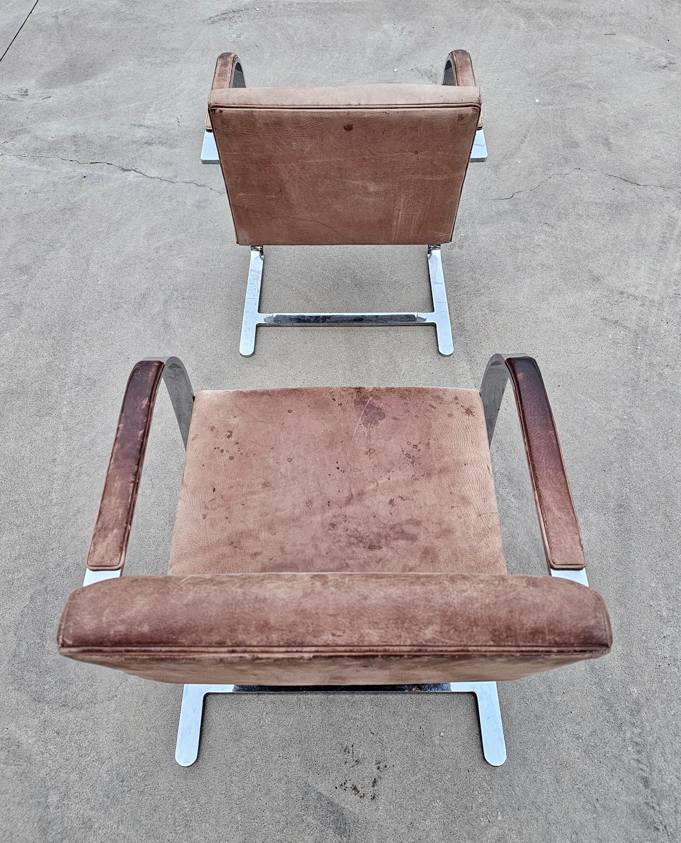 Set of 4 Vintage Brno Chairs Flat Bar 255 by Ludwig Mies van der Rohe For Sale 1