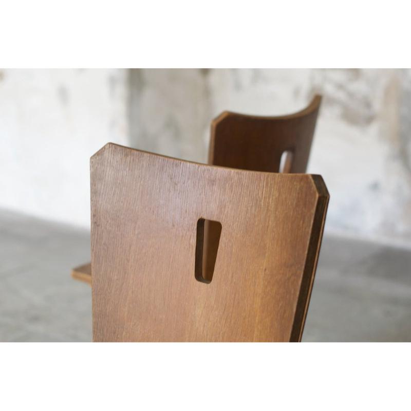 Set of 4 Vintage Brutalist Wooden Chairs, 1960 For Sale 4