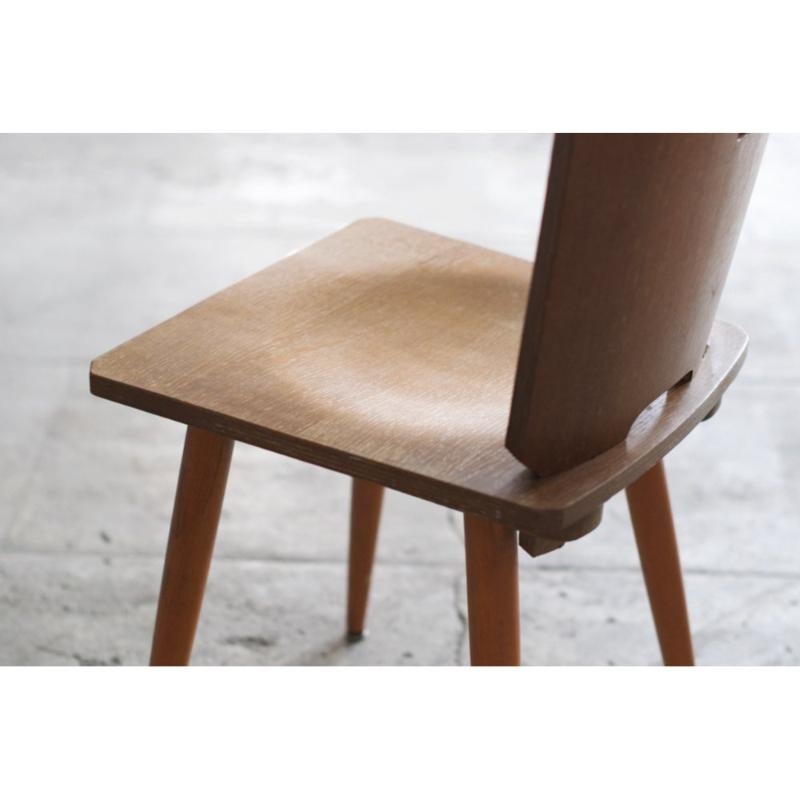 Set of 4 Vintage Brutalist Wooden Chairs, 1960 For Sale 6