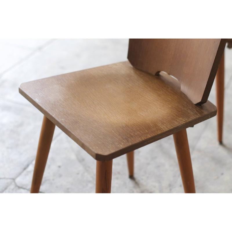 Set of 4 Vintage Brutalist Wooden Chairs, 1960 For Sale 8