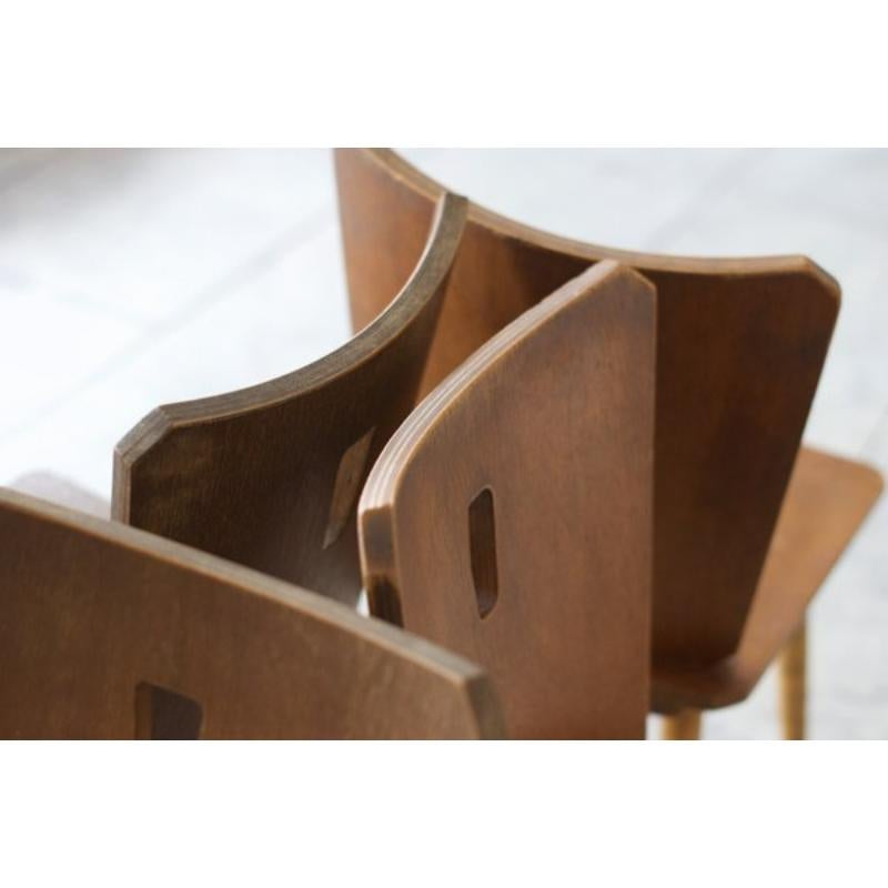 Mid-Century Modern Set of 4 Vintage Brutalist Wooden Chairs, 1960 For Sale