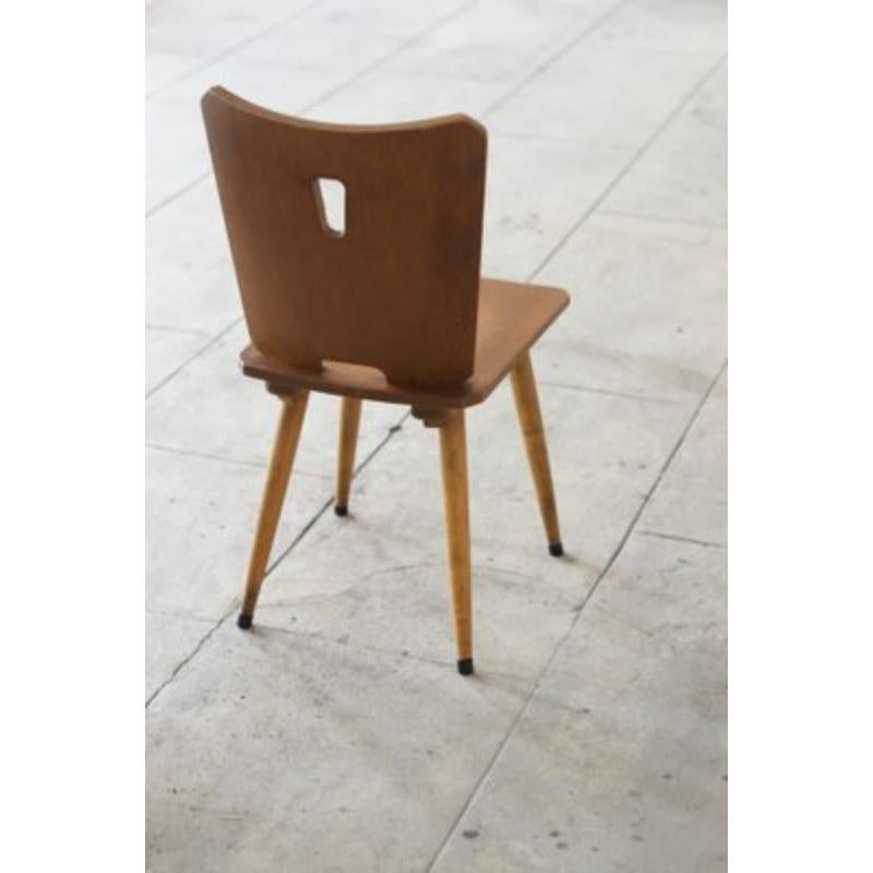 French Set of 4 Vintage Brutalist Wooden Chairs, 1960 For Sale