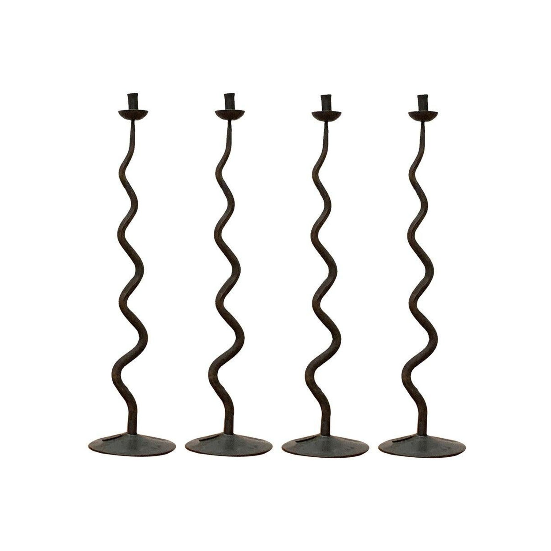 Set of 4 Vintage Brutalist Wrought Iron Candleholder from Hysteria, 1980s