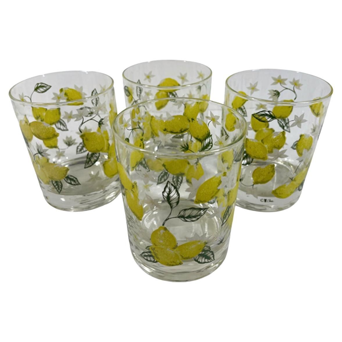 Set of 4 Vintage Cera Glassware "Lemon" Rocks Glasses For Sale