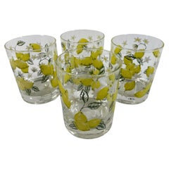 Set of 4 Retro Cera Glassware "Lemon" Rocks Glasses