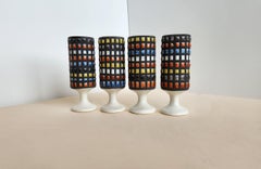 Roger Capron - Set of 4 Vintage Ceramic Goblets with Cobblestones