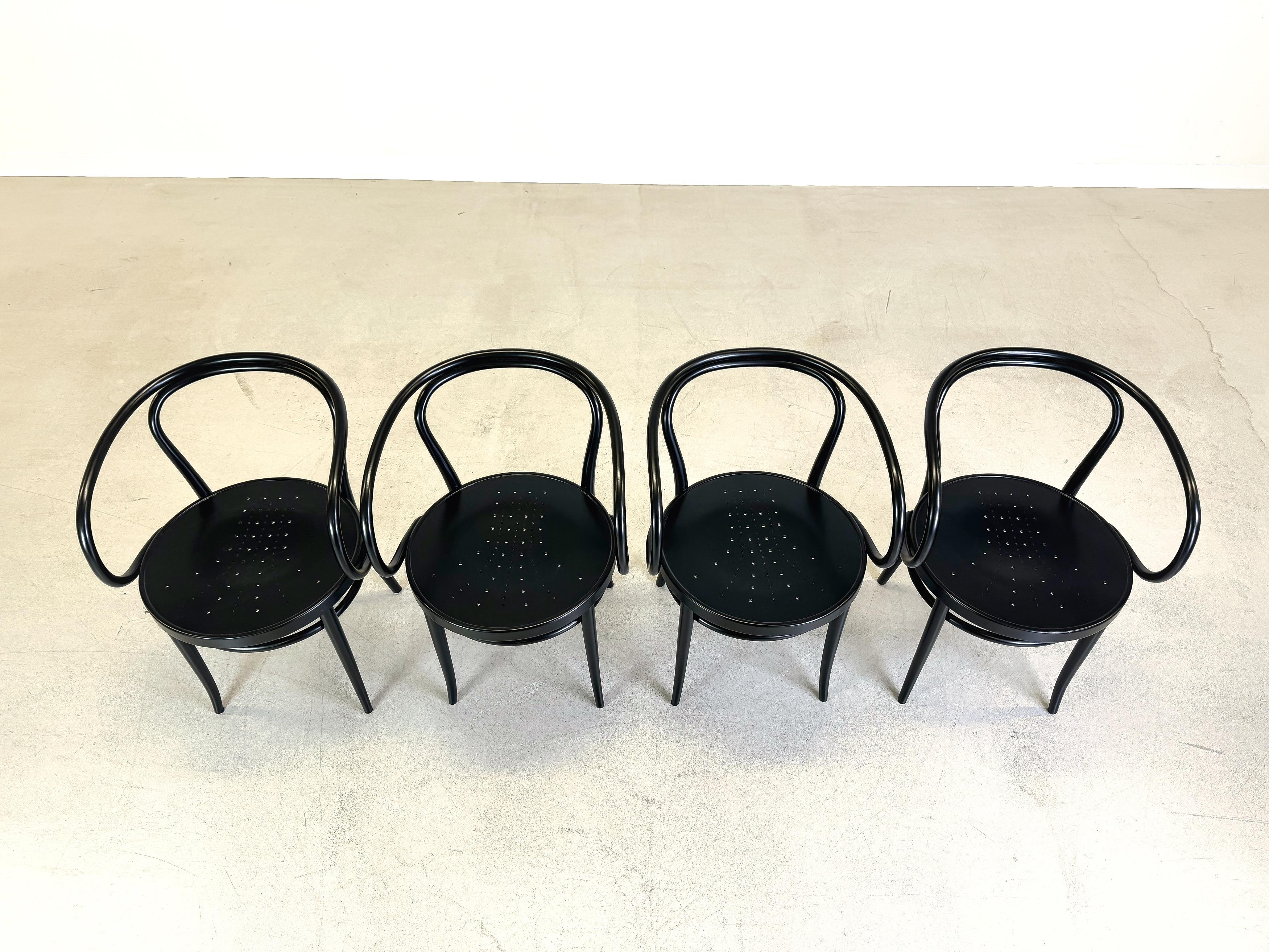 German Set of 4 vintage chair Thonet 209 bentwood chair beech black