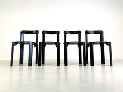 Set of 4 vintage chairs Bruno Rey black Kusch & Co 1970s design new lacquered