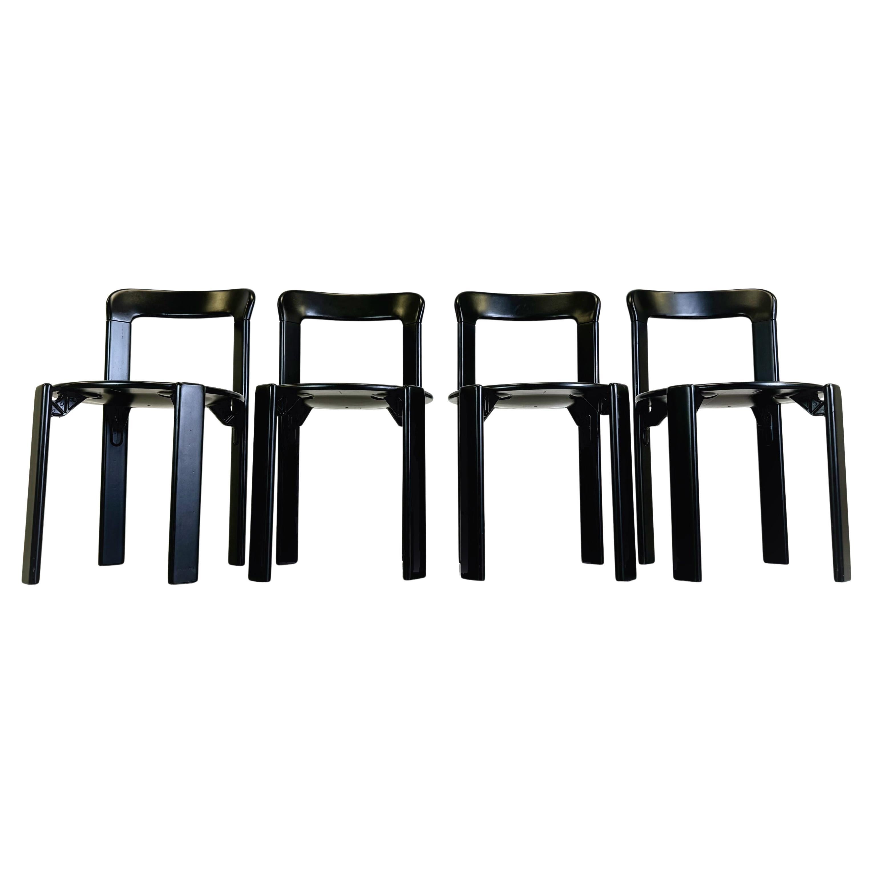 Set of 4 vintage chairs Bruno Rey black Kusch & Co 1970s design new lacquered
