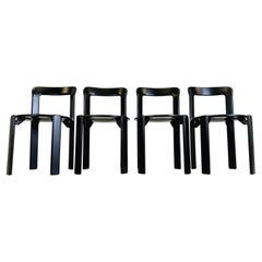 Set of 4 vintage chairs Bruno Rey black Kusch & Co 1970s design new lacquered