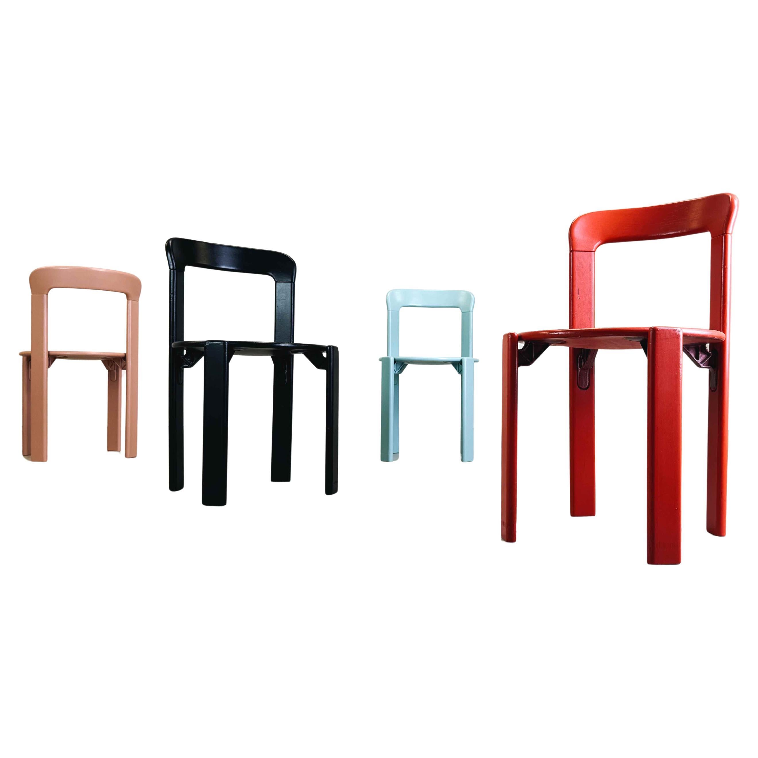 Set of 4 vintage chairs Bruno Rey Kusch & Co 1970s design new lacquered