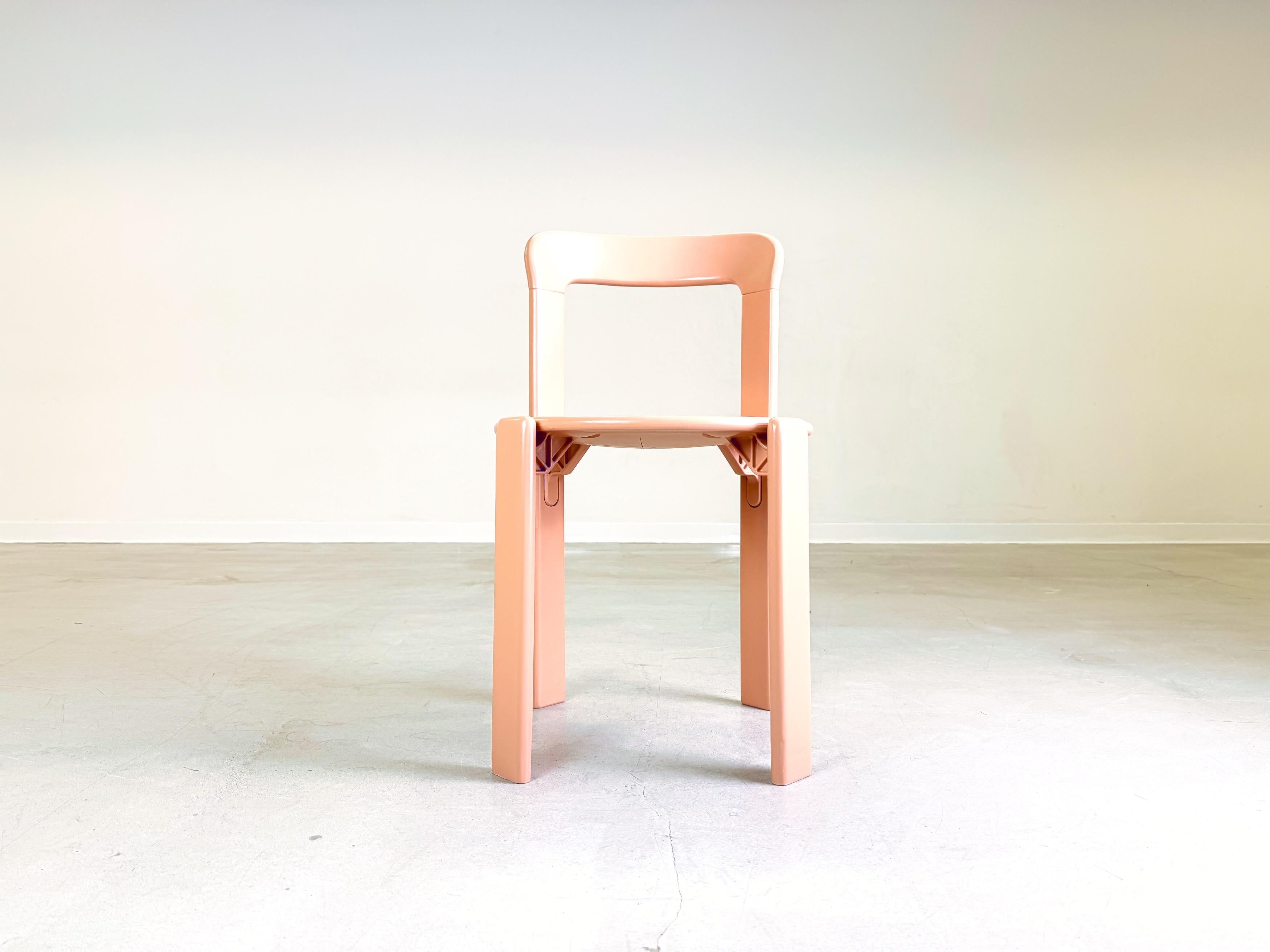 Set of 4 vintage chairs Bruno Rey Kusch & Co beige red 1970s design new lacquere For Sale 2