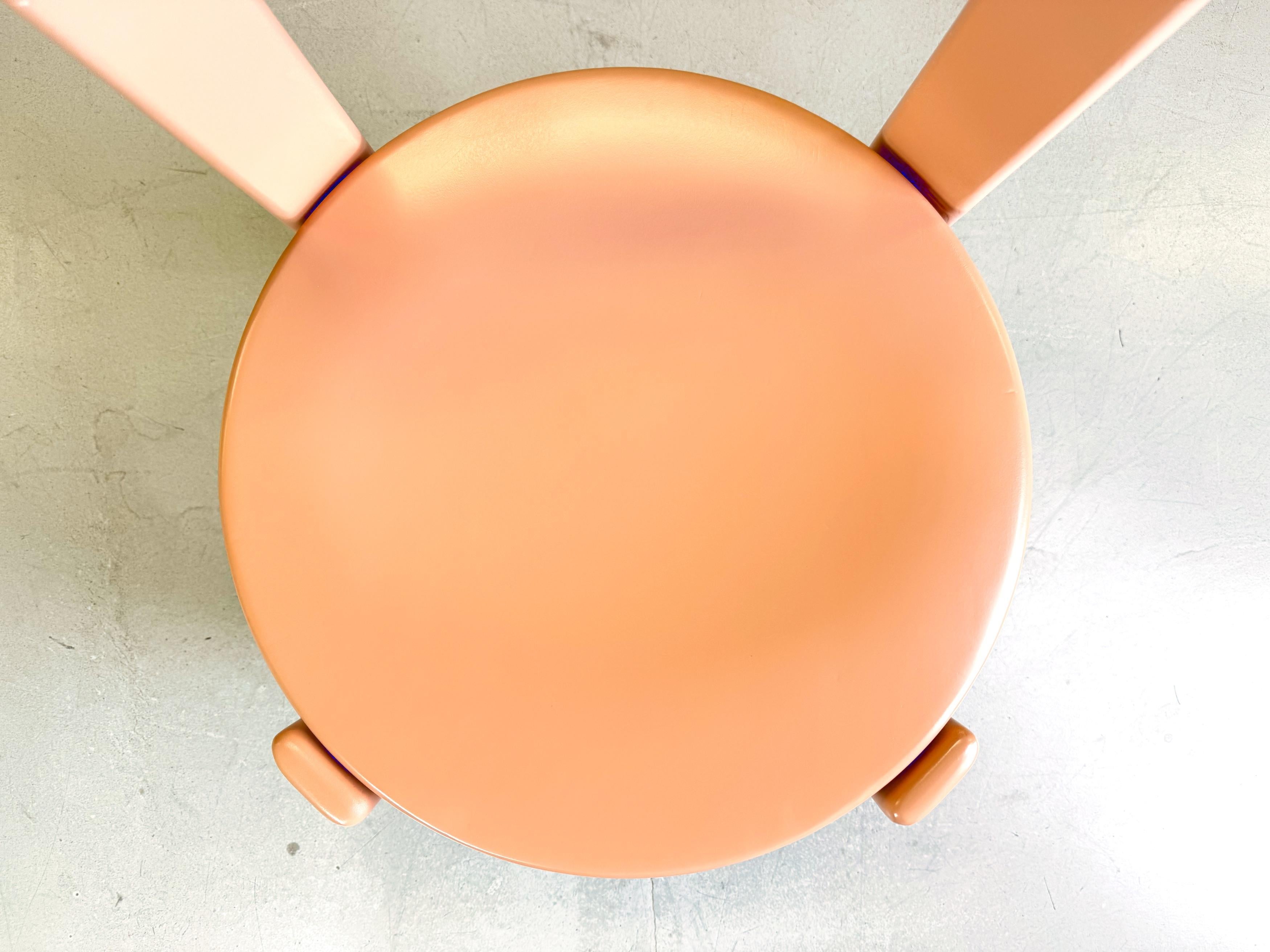 Set of 4 vintage chairs Bruno Rey Kusch & Co beige red 1970s design new lacquere For Sale 5