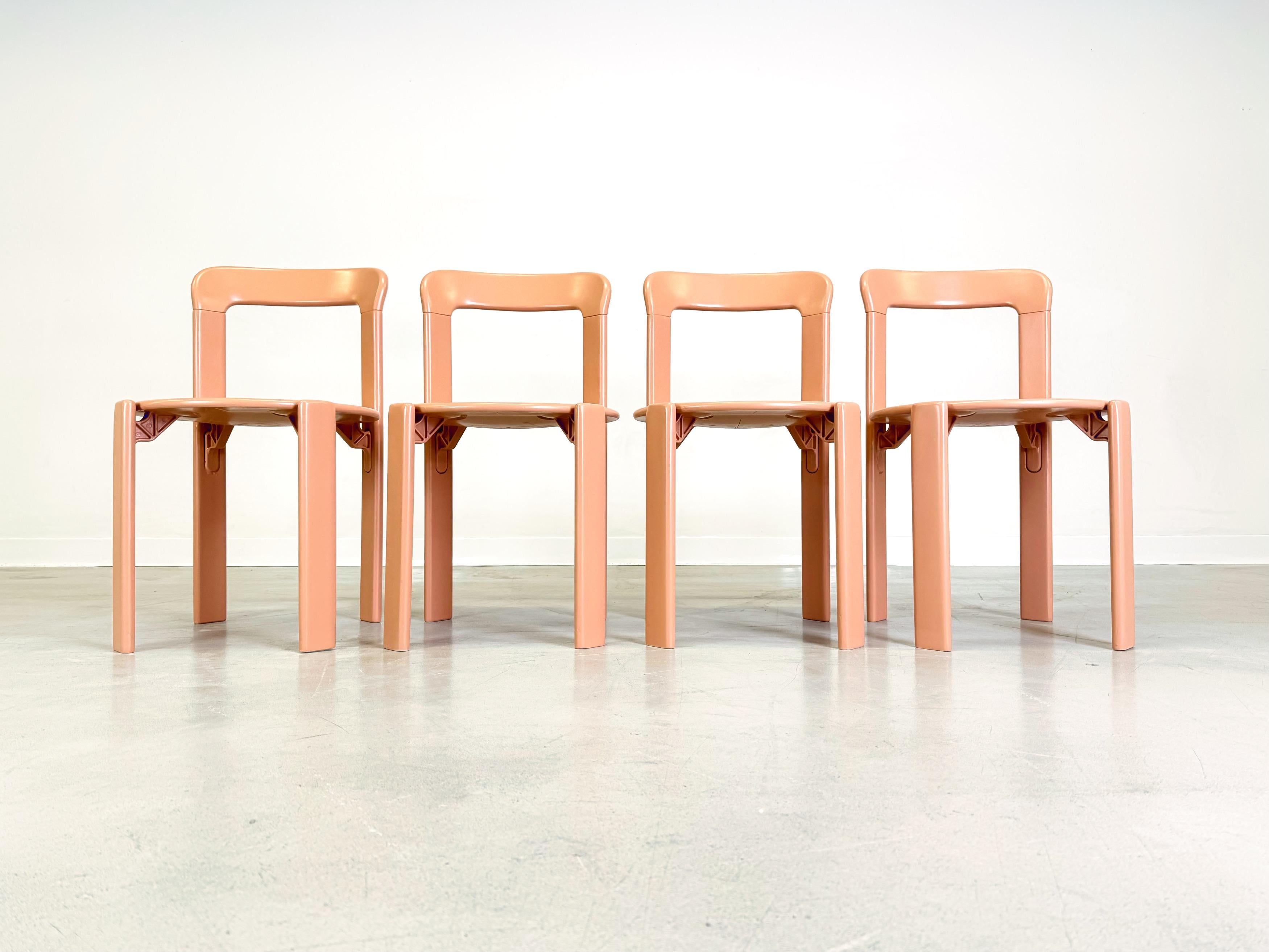 We are offering beautiful vintage chairs by Bruno Rey for Kusch & Co in beige-red from the 1970s for sale. The model is now considered a true design classic and impresses with its exceptional stability and quality.

***Price applies to the set of