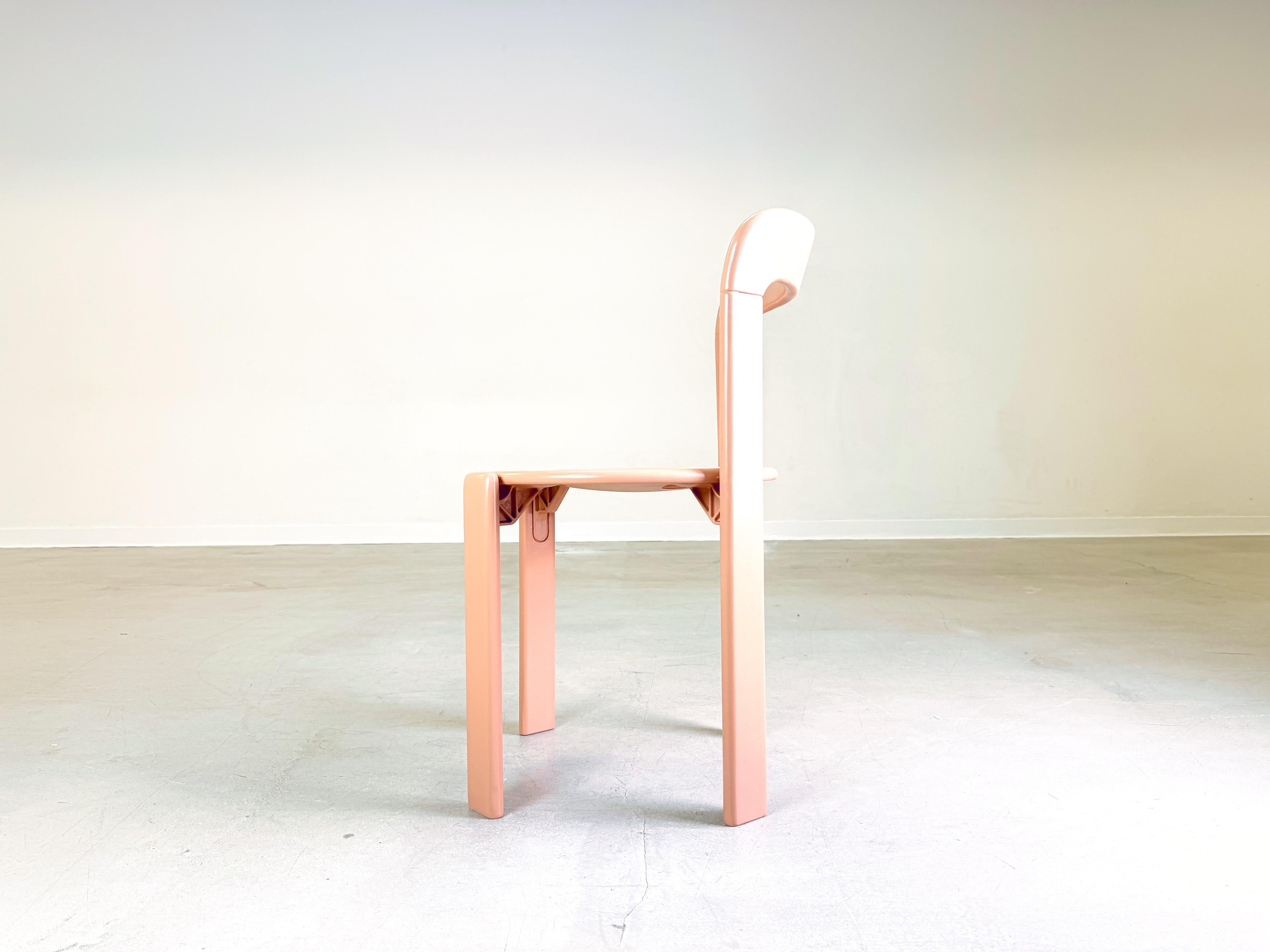 Set of 4 vintage chairs Bruno Rey Kusch & Co beige red 1970s design new lacquere For Sale 1