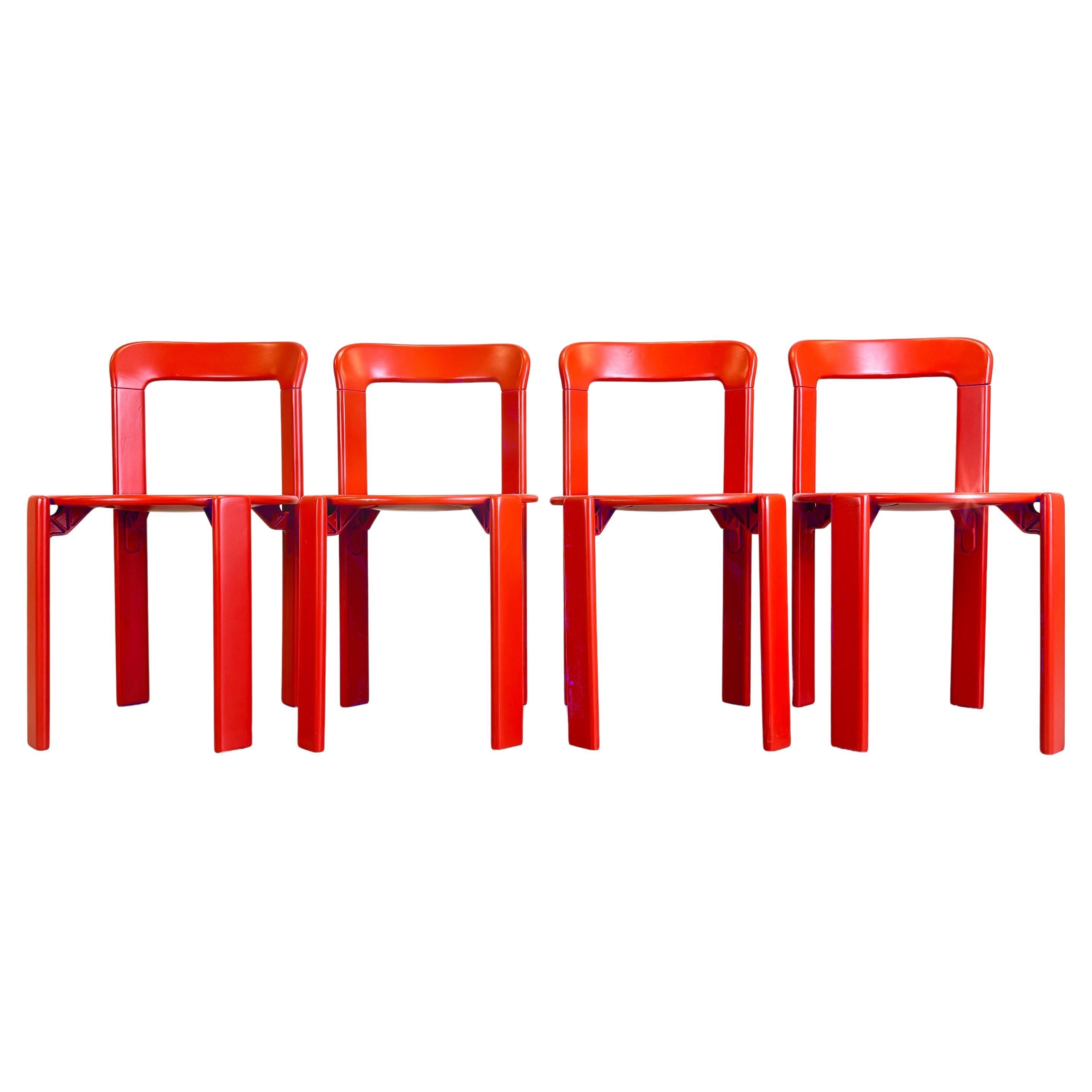 Set of 4 vintage chairs Lacquered Bruno Rey Kusch & Co 1970s design