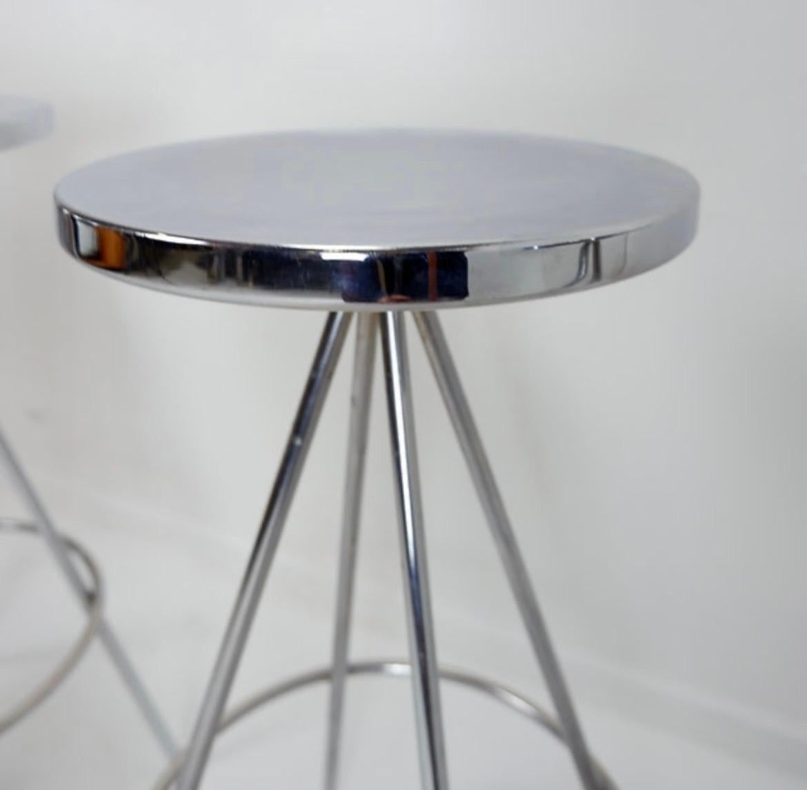 Set of 4 vintage chrome bar stools - 1970s For Sale 5