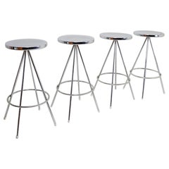Set of 4 vintage chrome bar stools - 1970s