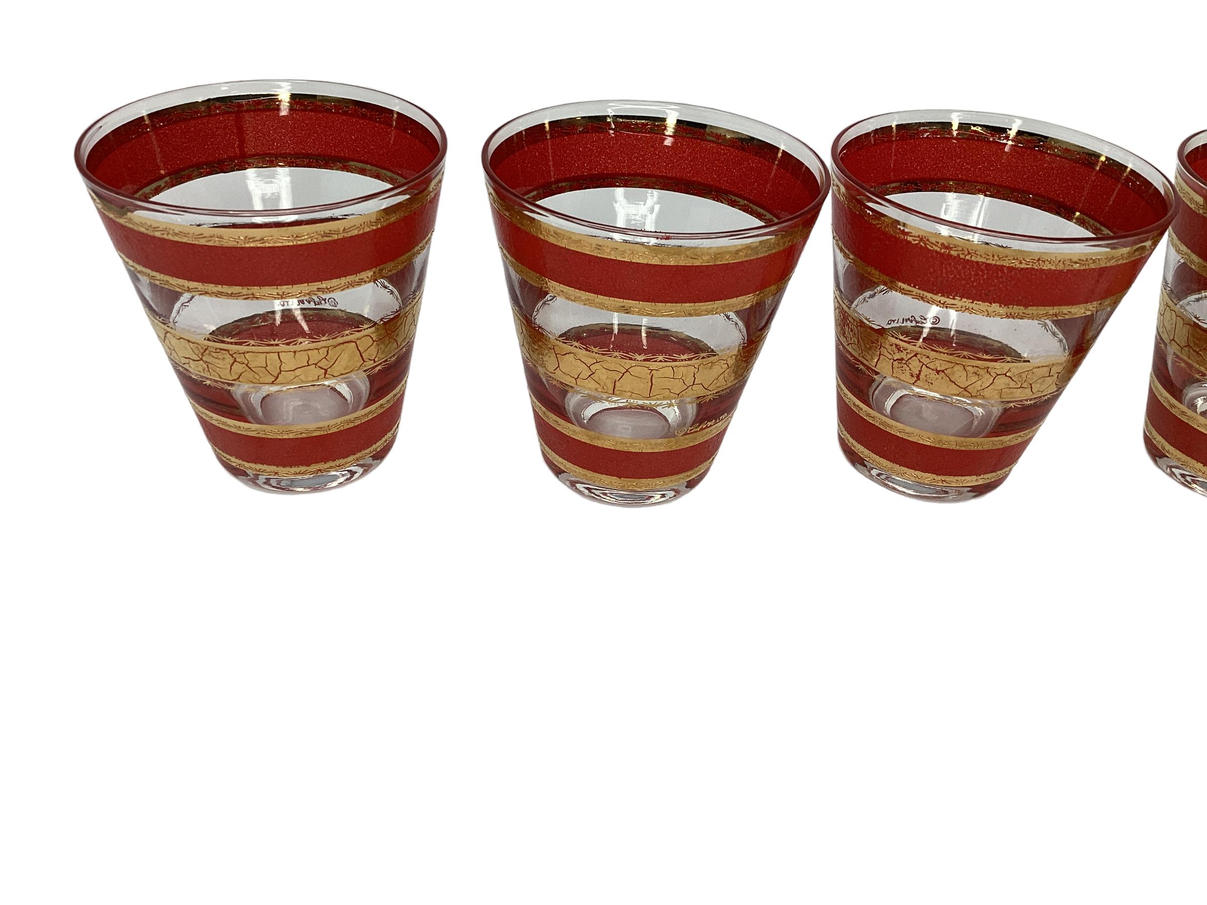 Fine XX secolo Set di 4 bicchieri Culver Double Old Fashion d'epoca in vendita