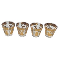 Set of 4 Vintage Culver Florentine Pattern Old Fashioned Glasses 