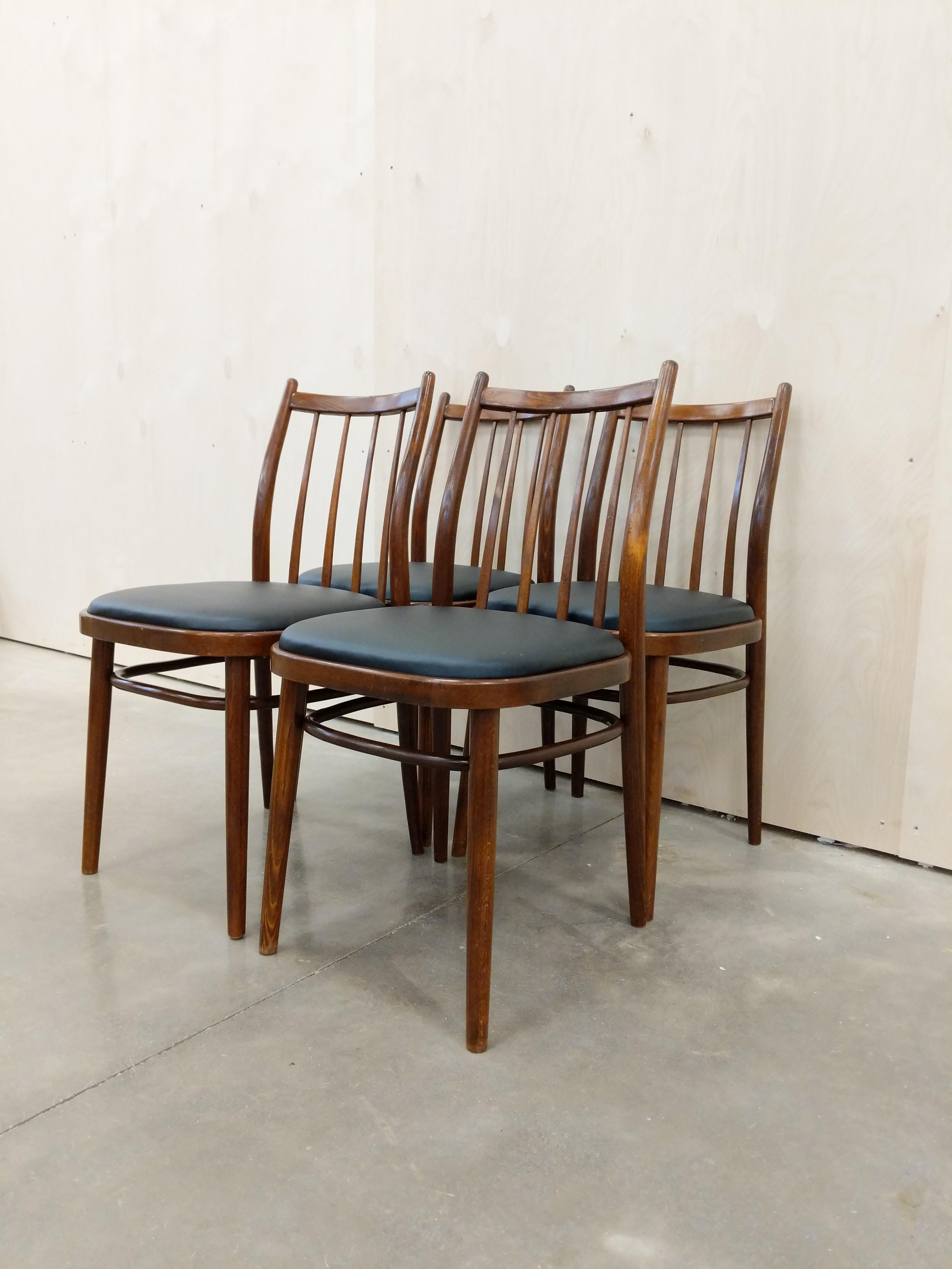 20th Century Set of 4 Vintage Czech Dining Chairs