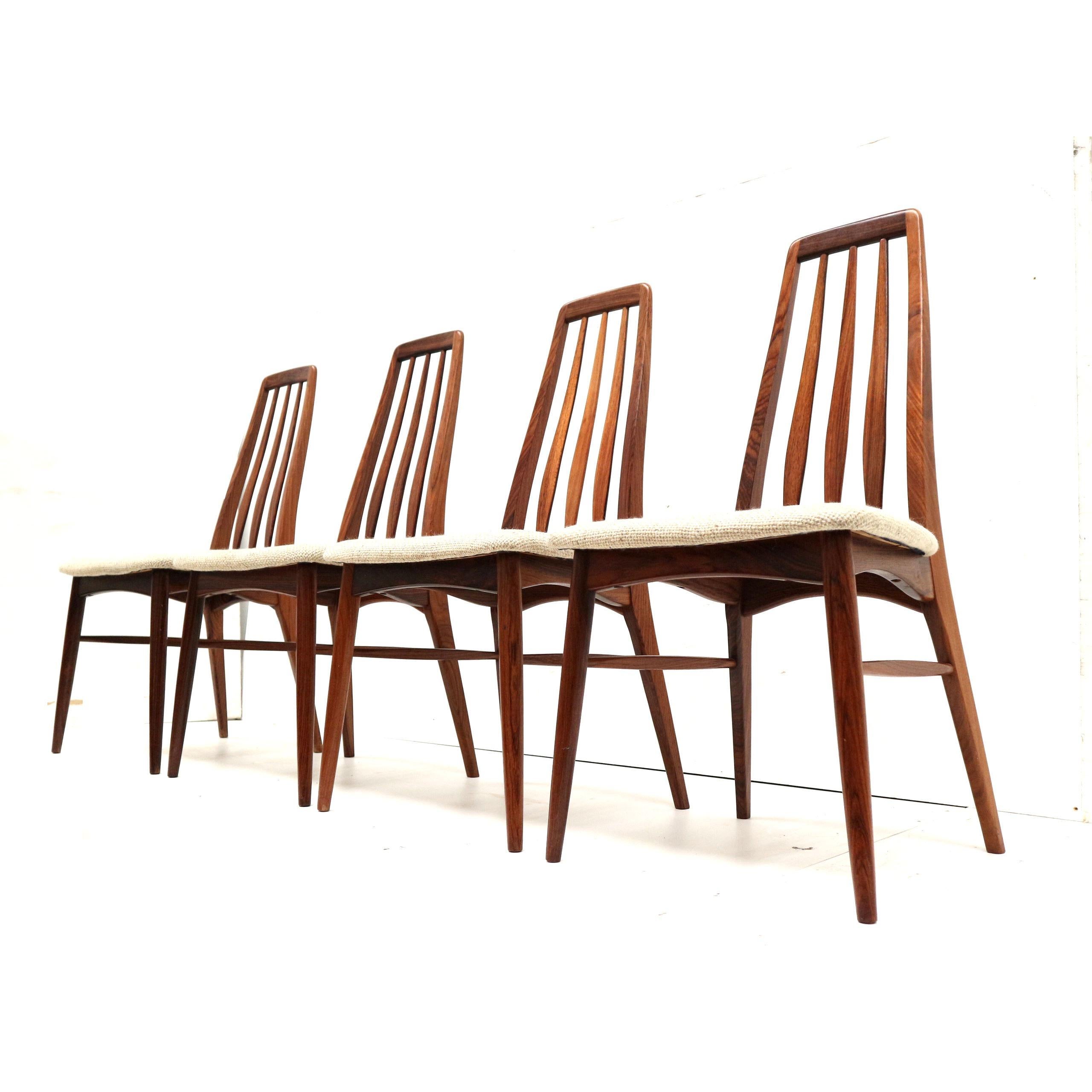 Mid-Century moderno Set di 4 sedie da sala da pranzo vintage di design danese 'Eva' di Niels Koefoed in vendita