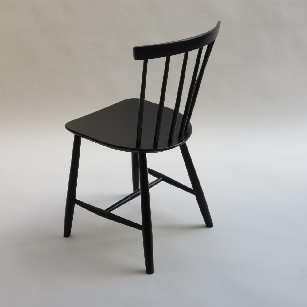 Set of 4 Vintage Danish FDB Black Ebonized Dining Chairs J46 3