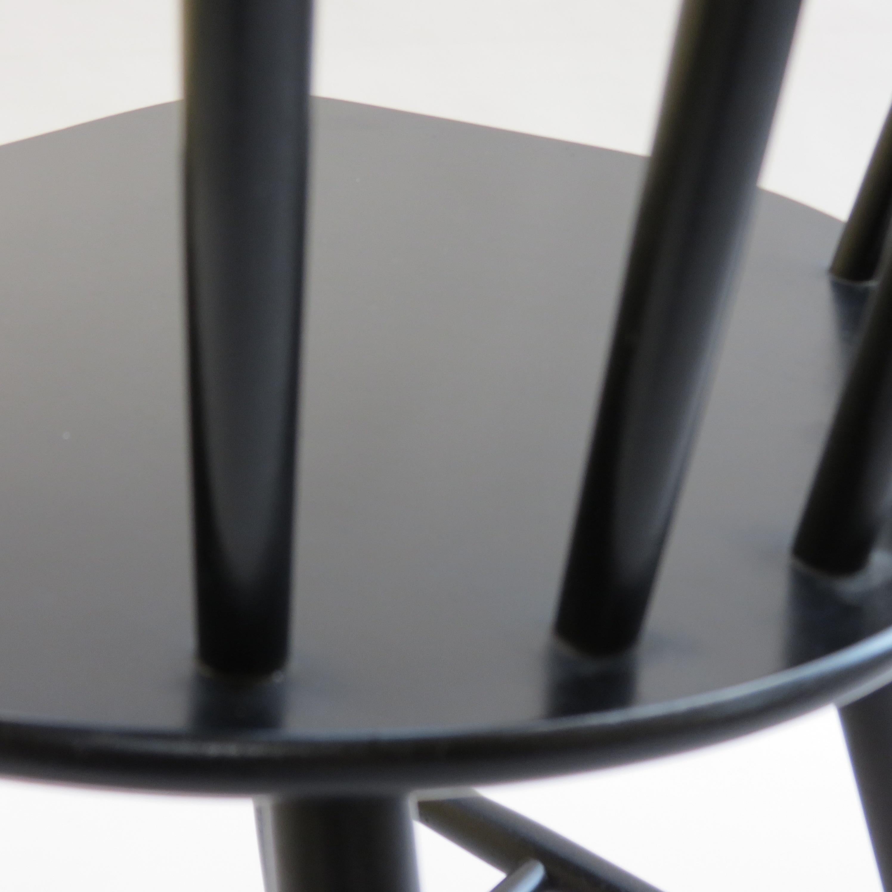 Set of 4 Vintage Danish FDB Black Ebonized Dining Chairs J46 5