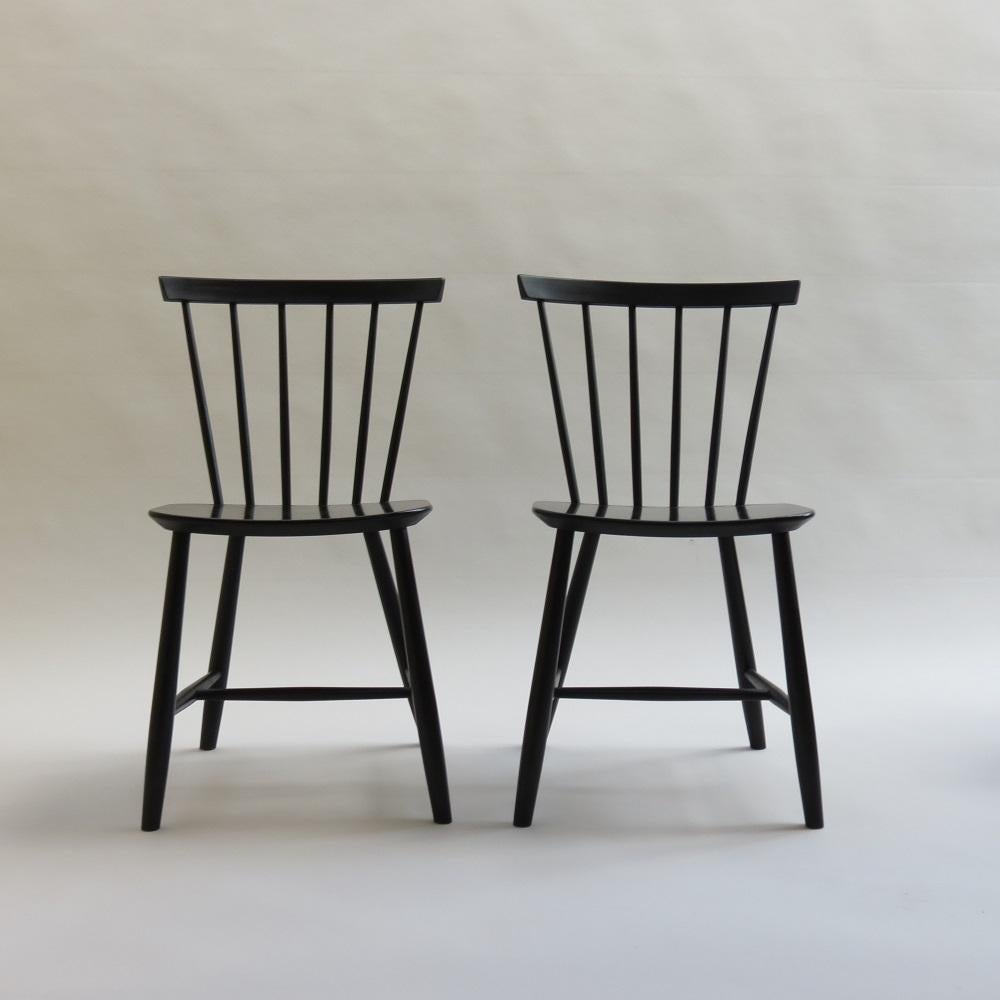 Mid-Century Modern Set of 4 Vintage Danish FDB Black Ebonized Dining Chairs J46