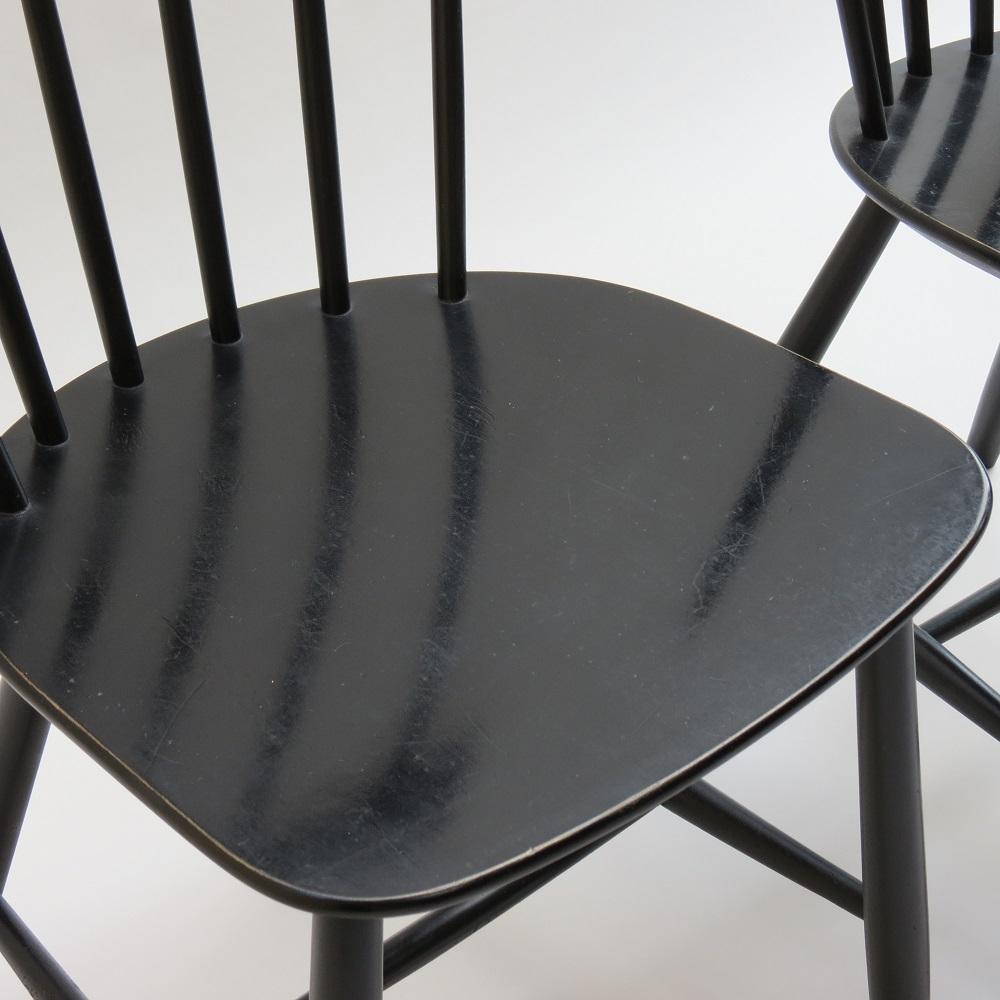 Machine-Made Set of 4 Vintage Danish FDB Black Ebonized Dining Chairs J46