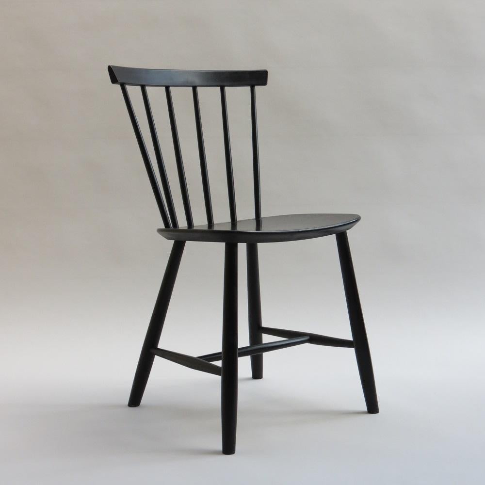 Set of 4 Vintage Danish FDB Black Ebonized Dining Chairs J46 In Good Condition In Stow on the Wold, GB