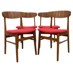 Ensemble de 4 chaises de salle à manger danoises vintage, mi-siècle moderne