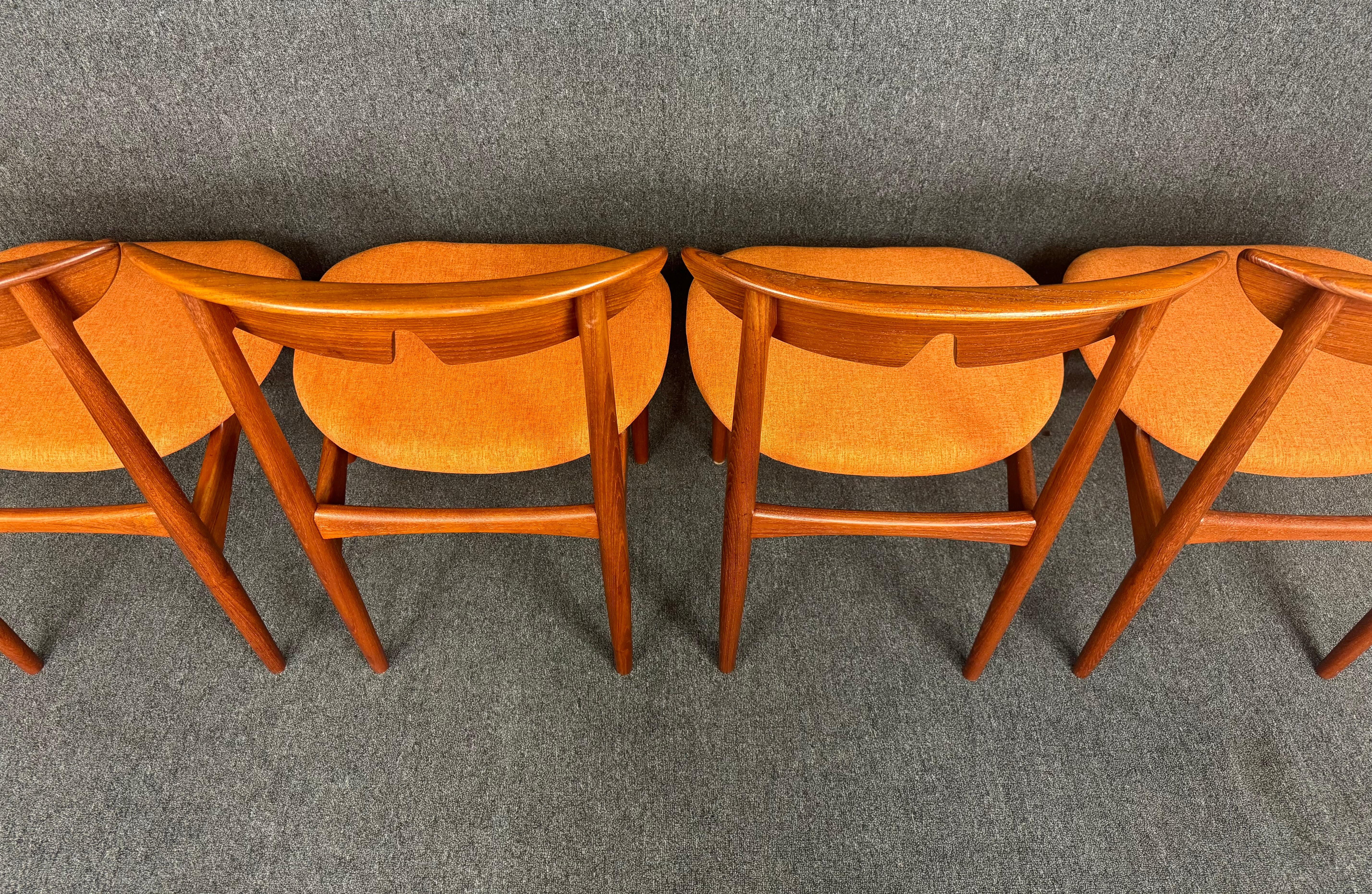 Here is a beautiful set of four scandinavian modern dining chairs designed by Kurt Ostervig and manufactured in Denmark in the 1960's.
This exquisite and comfortable set, recently imported from Europe to California before its refinishing, features a