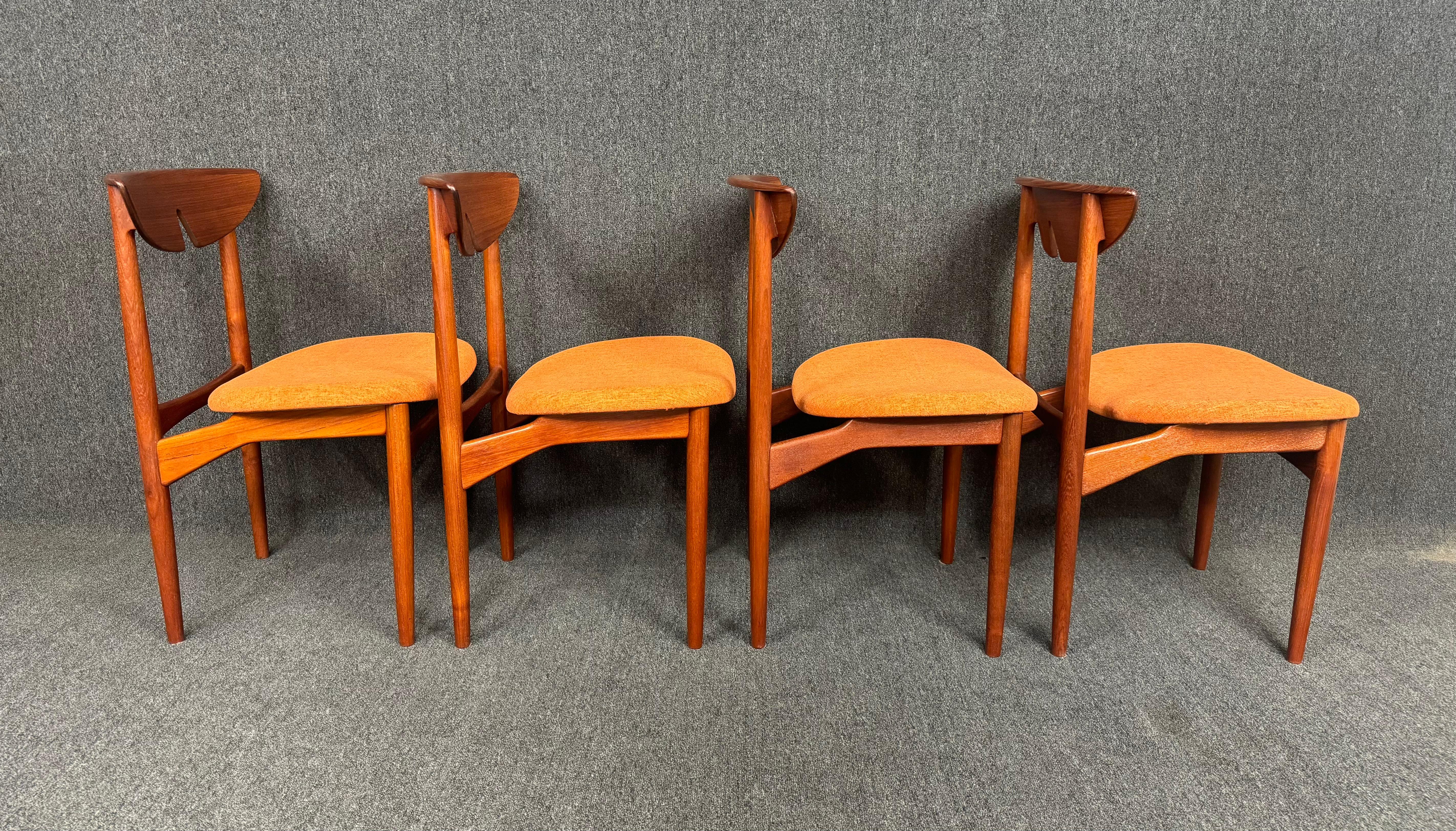 Set of 4 Vintage Danish Mid Century Modern Teak Dining Chairs by Kurt Ostervig In Good Condition For Sale In San Marcos, CA