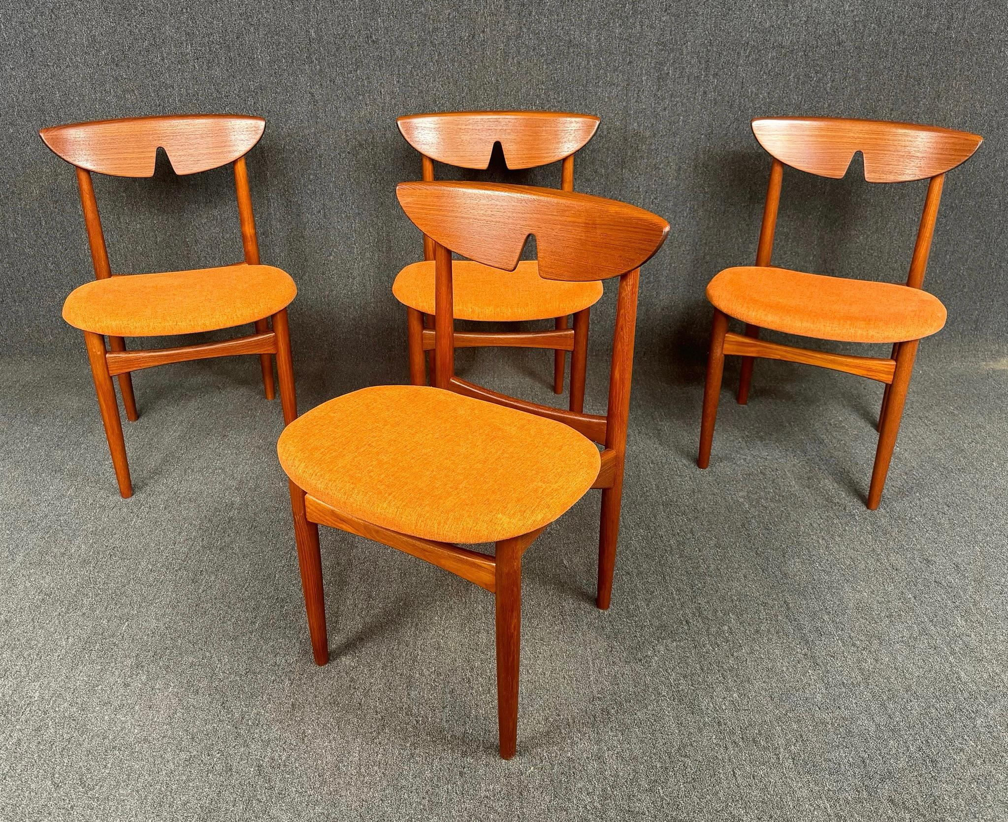 Mid-20th Century Set of 4 Vintage Danish Mid Century Modern Teak Dining Chairs by Kurt Ostervig For Sale