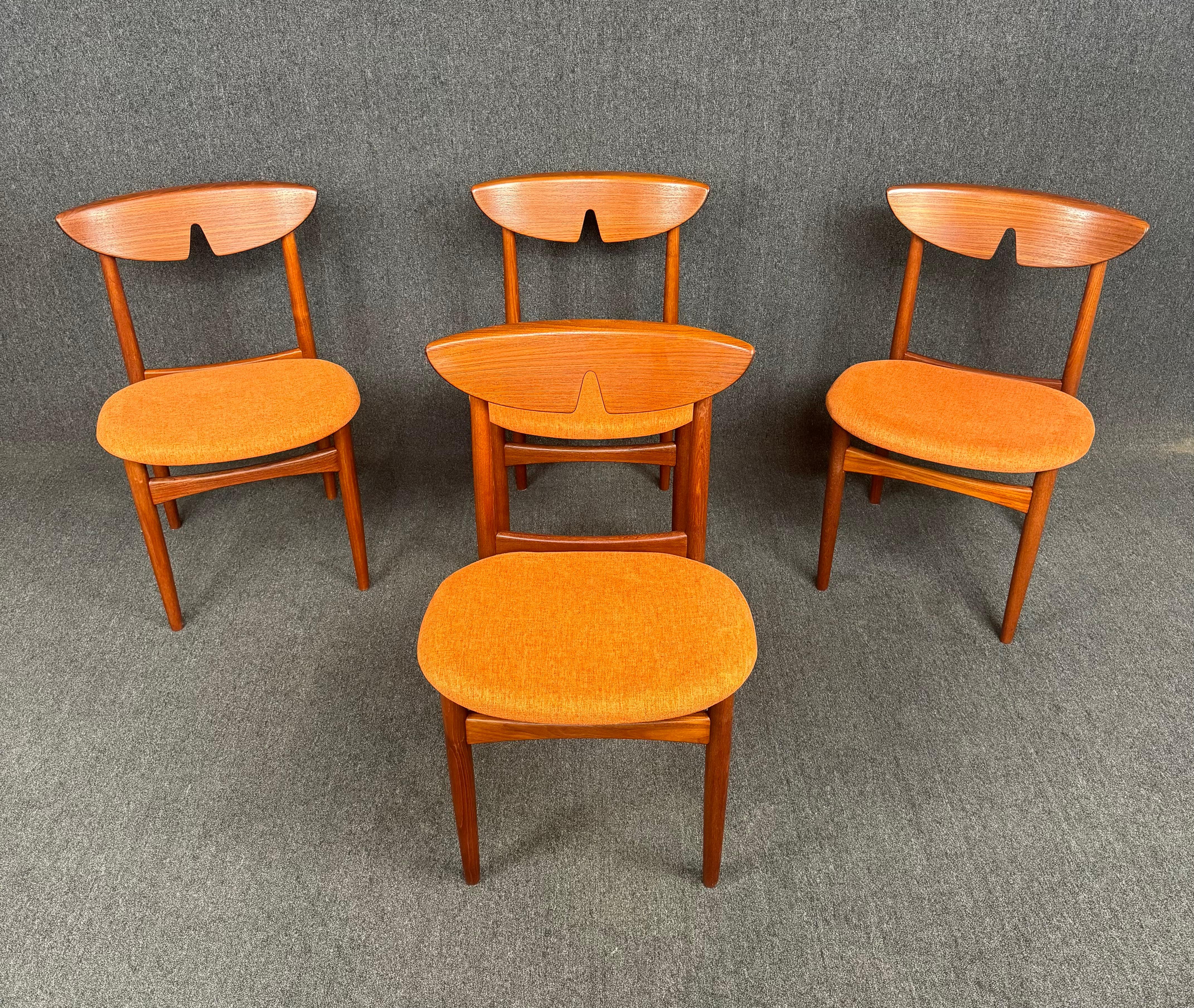 Set of 4 Vintage Danish Mid Century Modern Teak Dining Chairs by Kurt Ostervig For Sale 1