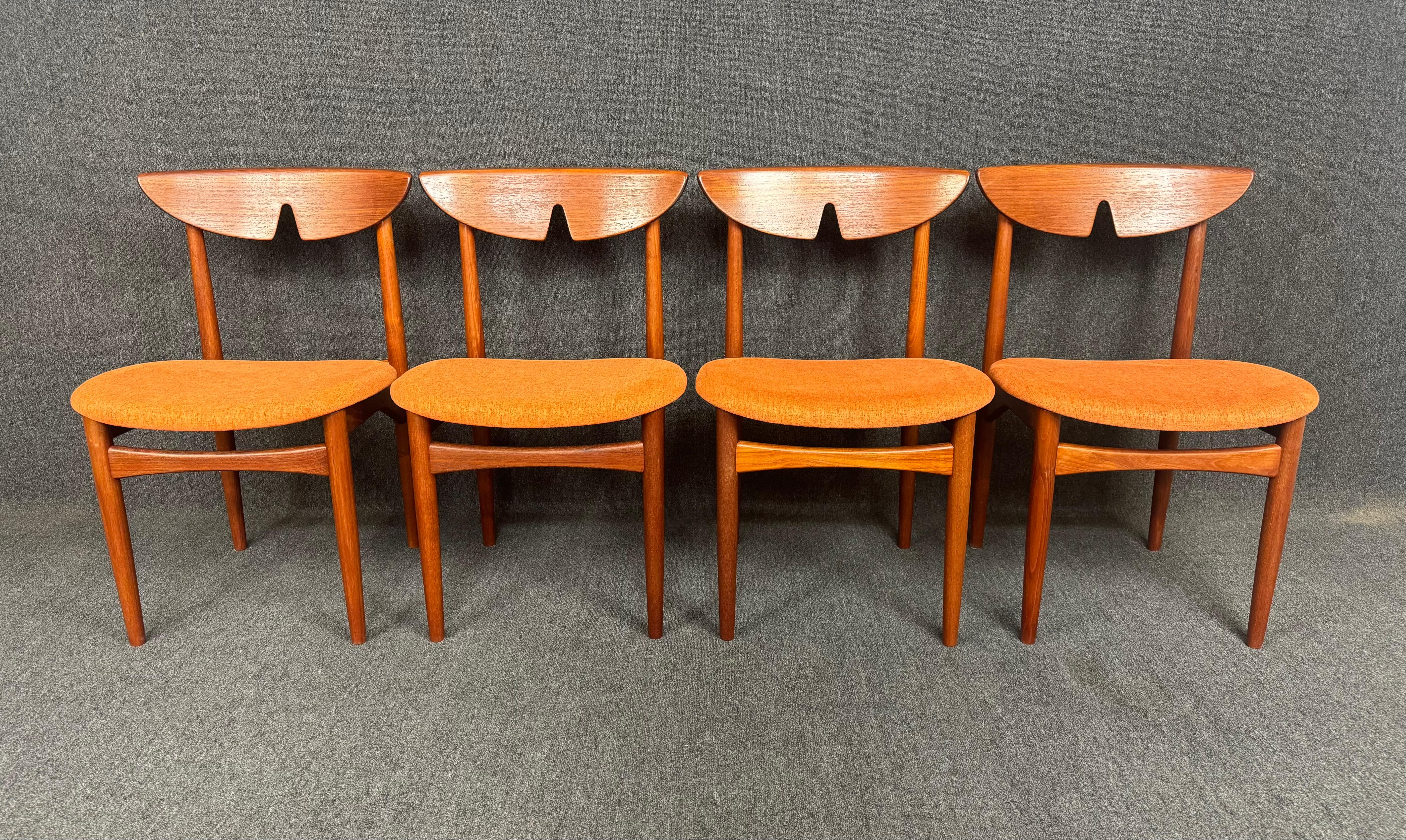Set of 4 Vintage Danish Mid Century Modern Teak Dining Chairs by Kurt Ostervig For Sale 2