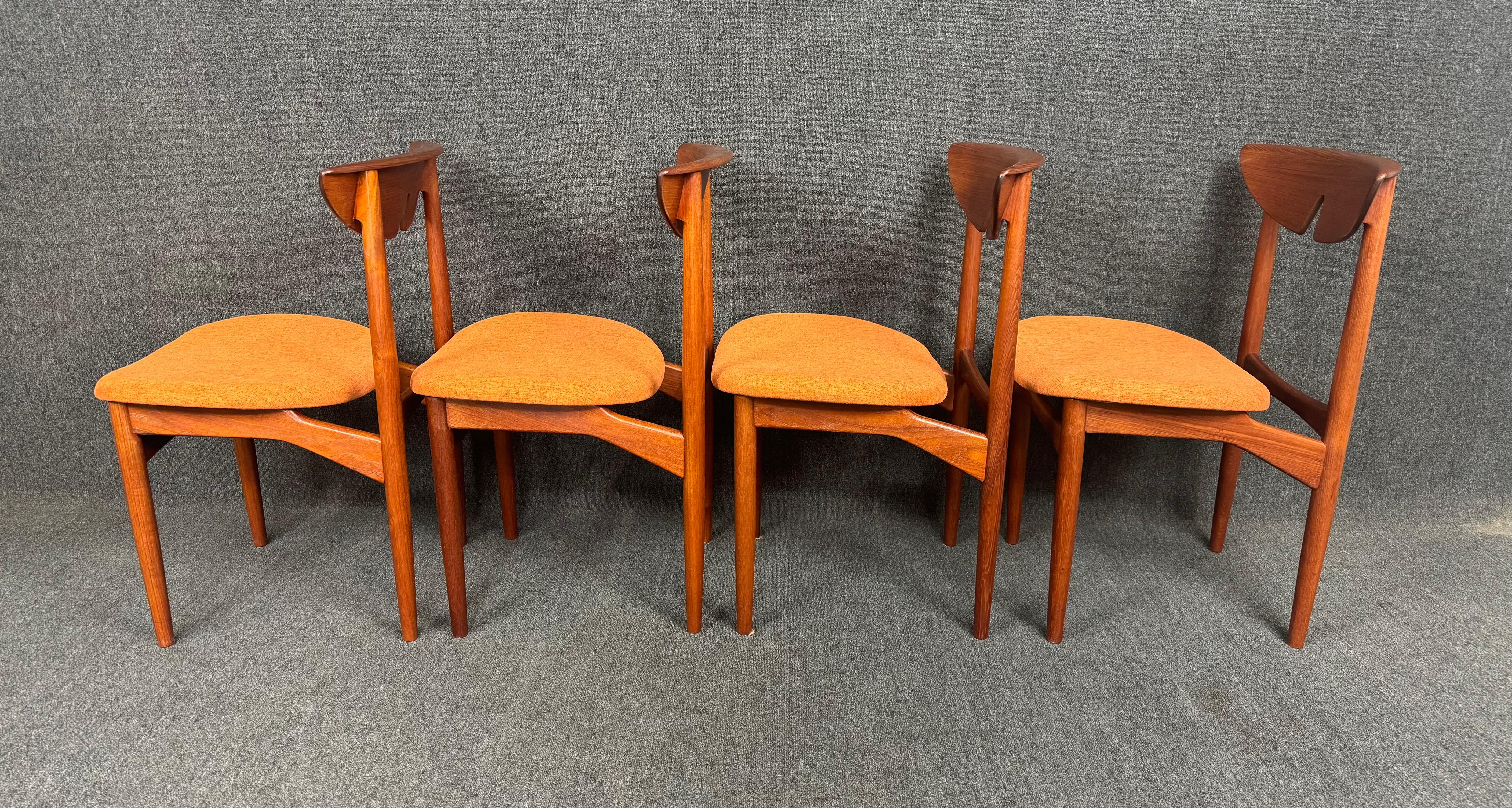 Set of 4 Vintage Danish Mid Century Modern Teak Dining Chairs by Kurt Ostervig For Sale 3